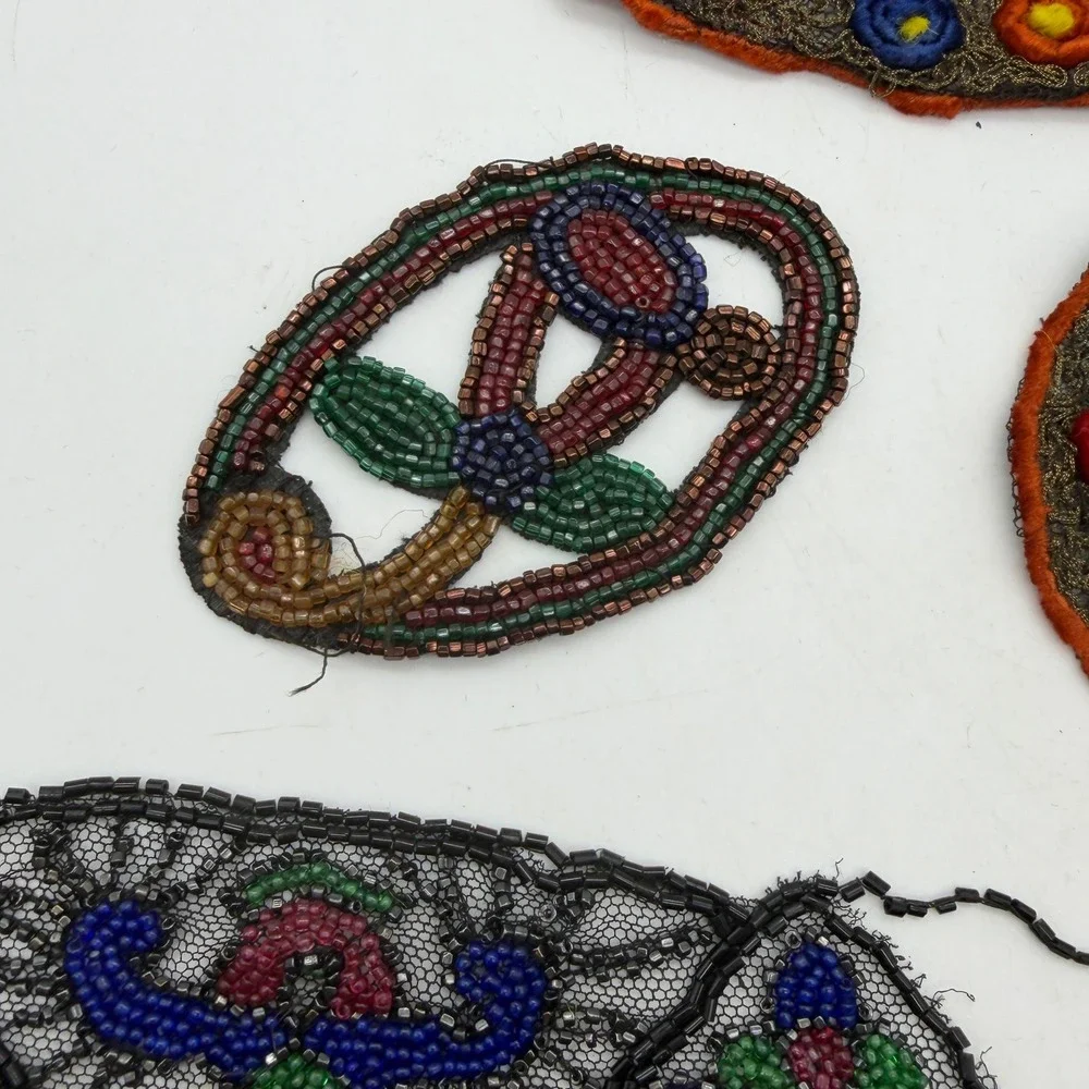 VTG Handmade Beaded and Embroidered dollhouse rugs carpets decor doll house